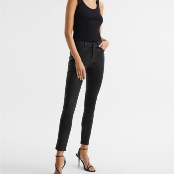 ZARA Premium Denim Black Coated Skinny Jeans Stretch Slim Fit Ankle Length Sz 4 - Picture 4 of 16